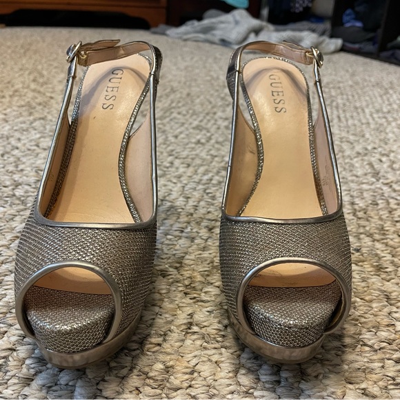 Guess 5 inch stiletto peep toe slingback pumps Size 7.5 us - Picture 4 of 4